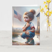 Verjaardagsmeisje met Amerikaanse vlag Kaart (Gele Bloem)