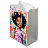 Verjaardagsmeisje met bruine huid prinses kunst medium cadeauzakje (Voorkant Gekanteld)