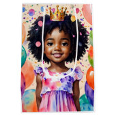 Verjaardagsmeisje met bruine huid prinses kunst medium cadeauzakje (Achterkant)