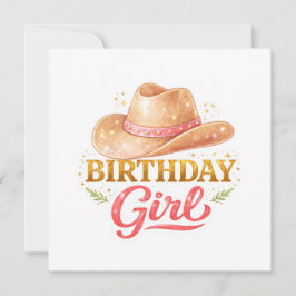 Verjaardagsmeisje Met Cowgirl Hoed Kaart
