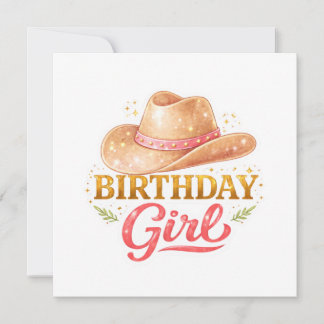 Verjaardagsmeisje Met Cowgirl Hoed Kaart