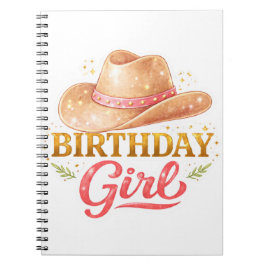 Verjaardagsmeisje Met Cowgirl Hoed Notitieboek