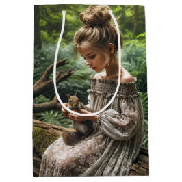 Verjaardagsmeisje met eekhoorn in Woodland Medium Cadeauzakje