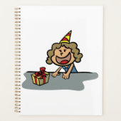 Verjaardagsmeisje met een cadeau spiraal planner (Voorkant)