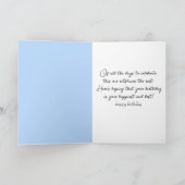 Verjaardagsmeisje met een zonnebloem kaart (Binnen)