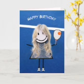 Verjaardagsmeisje met pickleball paddle en bal kaart (Gele Bloem)