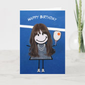 Verjaardagsmeisje met pickleball paddle en bal kaart (Voorkant)