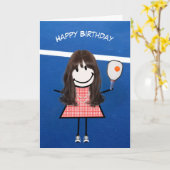 Verjaardagsmeisje met pickleball paddle en bal kaart (Gele Bloem)