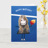 Verjaardagsmeisje met pickleball paddle en bal kaart (Gele Bloem)