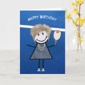 Verjaardagsmeisje met pickleball paddle en bal kaart (Gele Bloem)