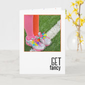 Verjaardagsmeisje met pijpreinigers op haar schoen kaart (Gele Bloem)