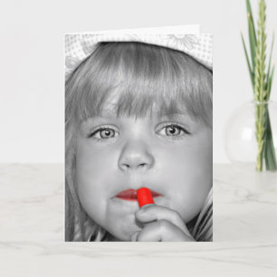 Verjaardagsmeisje Met Rode Lippenstift Kaart