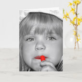 Verjaardagsmeisje Met Rode Lippenstift Kaart (Gele Bloem)