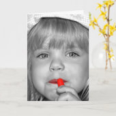 Verjaardagsmeisje met rode lippenstift kaart (Gele Bloem)