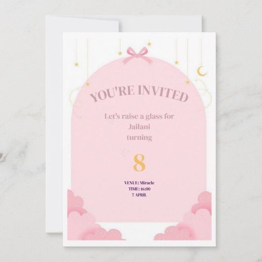 Verjaardagsmeisje nodigt Kaart uit (Voorkant)