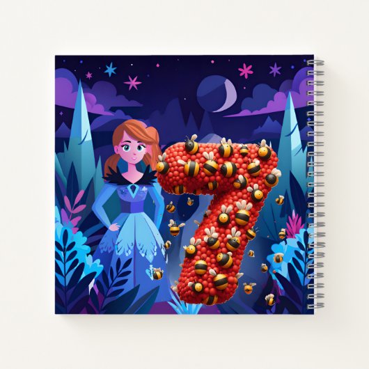 Verjaardagsmeisje op 7 notitieboek (Achterkant)