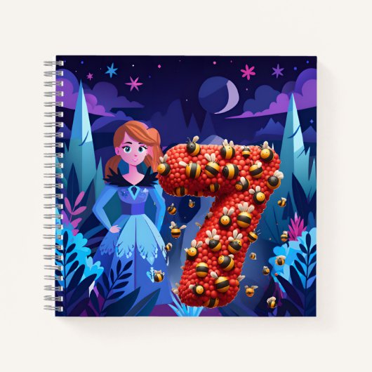 Verjaardagsmeisje op 7 notitieboek (Voorkant)