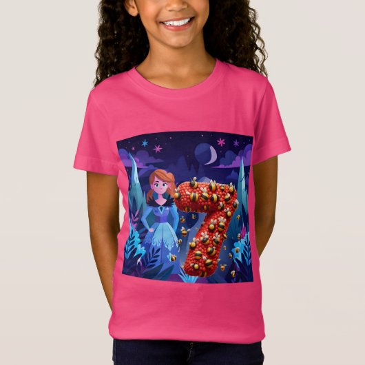 Verjaardagsmeisje op 7 t-shirt (Voorkant)