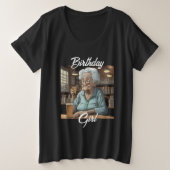 verjaardagsmeisje | Oude Dame Drink een biertje en Grote Maat T-shirt (Design voorkant)