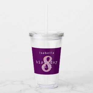 Verjaardagsmeisje Paarse Gepersonaliseerde Naam Le Acryl Drinkbeker