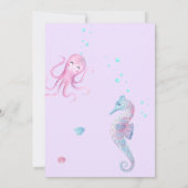 Verjaardagsmeisje Paarse Kleur Zee Dieren Thema Kaart (Achterkant)