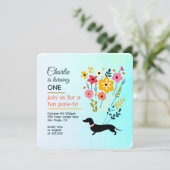 Verjaardagsmeisje Paw-ty Schattige Puppy Dogs Invi Kaart (Staand voorkant)