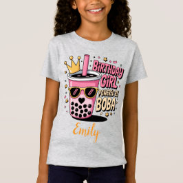 Verjaardagsmeisje Powered by Boba Bubble Tea Feest T-shirt