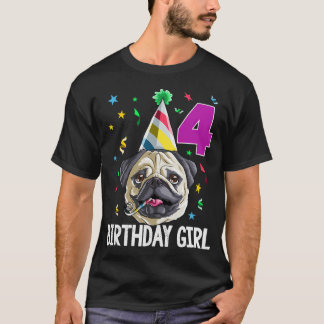 Verjaardagsmeisje Pug 4 T-shirt