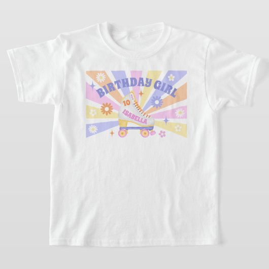 Verjaardagsmeisje Retro Roller Schaats Verjaardags T-shirt (Laagn)