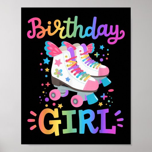 Verjaardagsmeisje Roller Skates Roller Schaatsenri Poster (Voorkant)