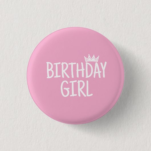 Verjaardagsmeisje Ronde Button 3,2 Cm (Voorkant)