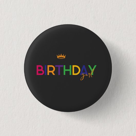 Verjaardagsmeisje Ronde Button 3,2 Cm (Voorkant)