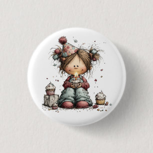 Verjaardagsmeisje ronde button 3,2 cm