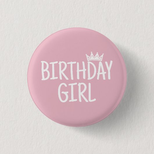 Verjaardagsmeisje Ronde Button 3,2 Cm (Voorkant)
