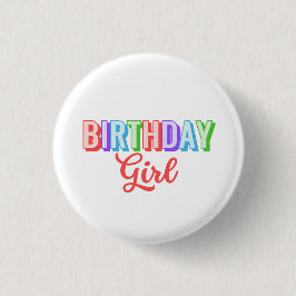 Verjaardagsmeisje ronde button 3,2 cm