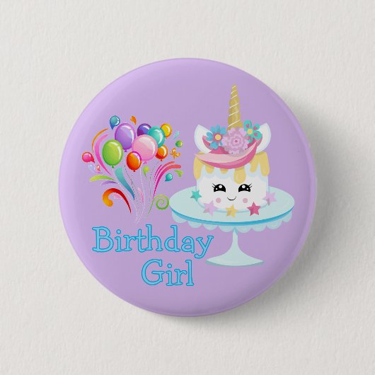 Verjaardagsmeisje  ronde button 5,7 cm (Voorkant)
