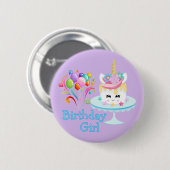 Verjaardagsmeisje  ronde button 5,7 cm (Voorkant /achterkant)