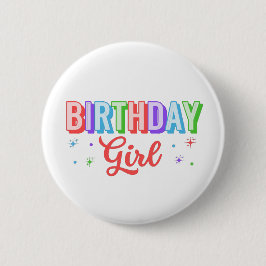 Verjaardagsmeisje ronde button 5,7 cm