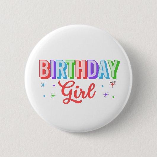 Verjaardagsmeisje  ronde button 5,7 cm (Voorkant)