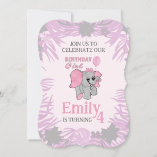 Verjaardagsmeisje Roze Baby Olifant Kaart