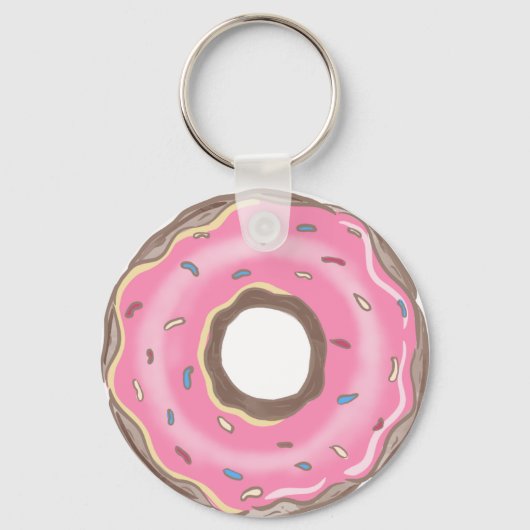 Verjaardagsmeisje Roze Donut Sleutelhanger (Voorkant)