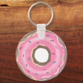 Verjaardagsmeisje Roze Donut Sleutelhanger (Voorkant)