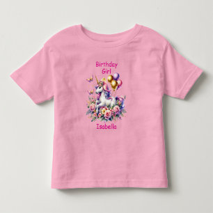 Verjaardagsmeisje roze, Paarse en gouden eenhoorn Kinder Shirts