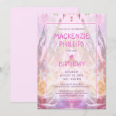 Verjaardagsmeisje roze Paarse plezier Kaart (Voorkant / Achterkant)