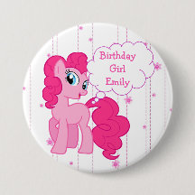 Verjaardagsmeisje roze Pony Button