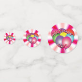 Verjaardagsmeisje roze werveling met ballonnen confetti (Voorkanten)