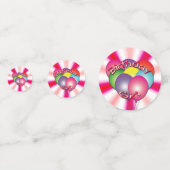 Verjaardagsmeisje roze werveling met ballonnen confetti (Achterkanten)