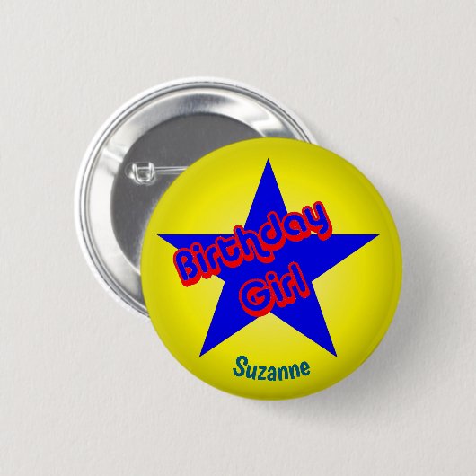 Verjaardagsmeisje Schattig Gepersonaliseerd Ronde Button 5,7 Cm (Voorkant /achterkant)