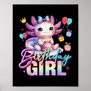 Verjaardagsmeisje Schattige Axolotl Verjaardagsfee Poster