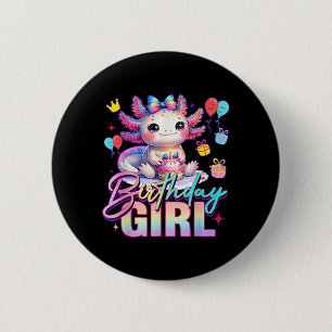 Verjaardagsmeisje Schattige Axolotl Verjaardagsfee Ronde Button 5,7 Cm